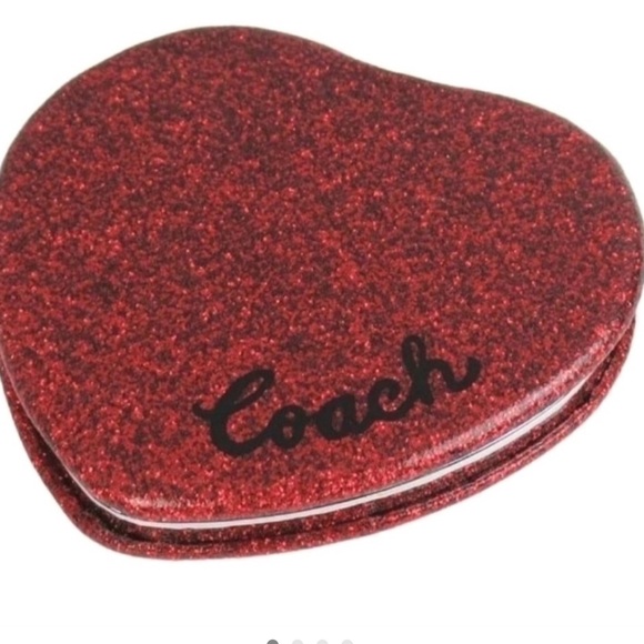 Coach Sparkling Red Heart Compact Mirror NWT - Picture 3 of 8